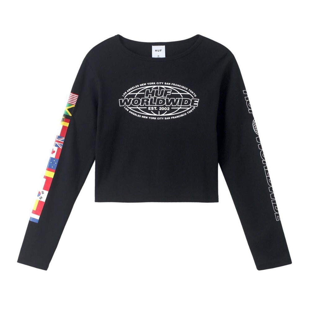 HUF World Tour Ladies Long Sleeve Crop Top Limited Edition